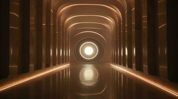 AI generated Empty marble futuristic tunnel. Technology Design. photo