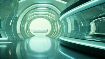 AI generated Empty futuristic tunnel. Technology Design. photo