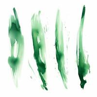 AI generated Elegant green mascara brush set. Collection of grunge paint texture photo