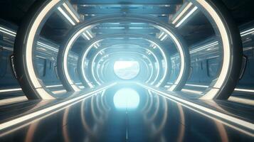 AI generated Empty futuristic tunnel. Technology Design. photo