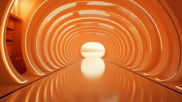 AI generated Empty futuristic tunnel. Technology Design. photo