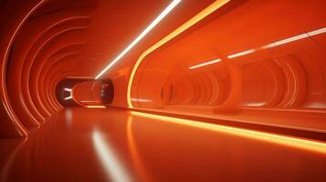 AI generated Empty futuristic tunnel. Technology Design. photo