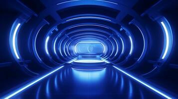 AI generated Empty futuristic tunnel. Technology Design. photo