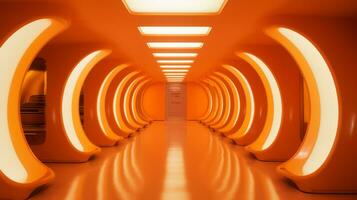 AI generated Empty futuristic tunnel. Technology Design. photo