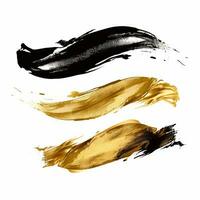 AI generated Elegant gold mascara brush set. Collection of grunge paint texture photo