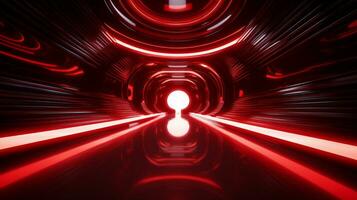 AI generated Empty red futuristic tunnel. Technology Design. photo
