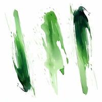 AI generated Elegant green mascara brush set. Collection of grunge paint texture photo