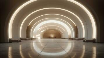 AI generated Empty marble futuristic tunnel. Technology Design. photo