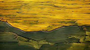 AI generated Green tea plantation, top view texture photo