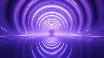 AI generated Empty purple  tunnel. Technology futuristic background. photo