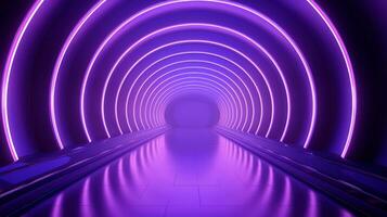 AI generated Empty purple  tunnel. Technology futuristic background. photo