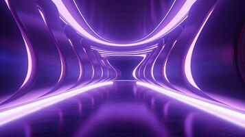 AI generated Empty purple  tunnel. Technology futuristic background. photo