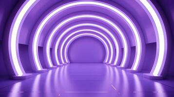 ai generado vacío púrpura túnel. tecnología futurista antecedentes. foto