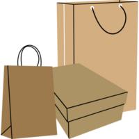 Castanho papel compras bolsas minimalista plano estilo png transparente fundo