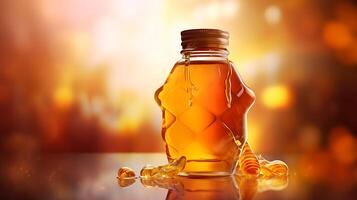 AI generated honey jar on white background photo