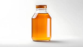 AI generated honey jar on white background photo