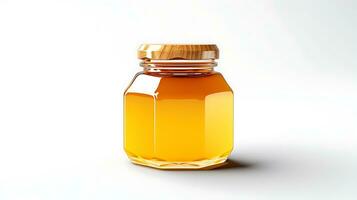 AI generated honey jar on white background photo