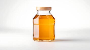 AI generated honey jar on white background photo