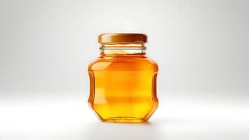 AI generated honey jar on white background photo