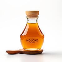 AI generated honey jar on white background photo