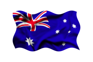 Australia waving flag isolated on transparent background, Computer digital drawing, Clipping path included png