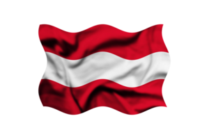 The flag of Austria is waving in the wind on a transparent background. Clipping path included png