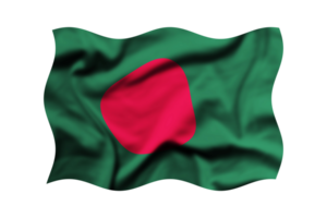 The flag of Bangladesh flying in the wind isolated on a transparent background, Clipping path included png