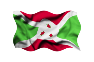 Flag of Burundi waving in the wind on a transparent background, Clipping path included png