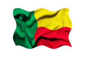 The flag of Benin waving in the wind isolated on a transparent background, Clipping path included png