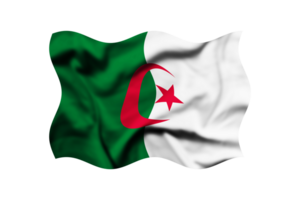 Waving the flag of Algeria isolated on a transparent background, Clipping path included png