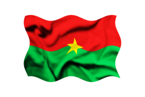 Flag of Burkina Faso waving in the wind on a transparent background, Clipping path included png