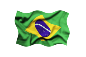 The flag of Brazil is waving in the wind on a transparent background. Clipping path included png