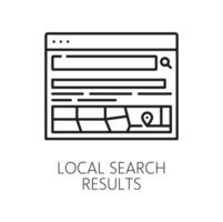 Local search results, SERP icon search engine page vector