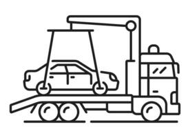 Car towing line icon, parking and automatic garage vector