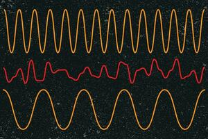 Interpolation thin wavy lines with a seamless pattern. vector