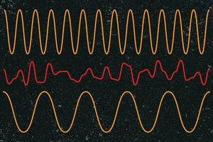 Interpolation thin wavy lines with a seamless pattern. vector