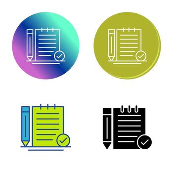 cheque, notas, vector, icono vector