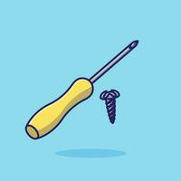 Screwdriver plus and screw simple cartoon vector illustration carpentry tools concept icon isolated