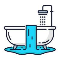 Plumbing service icon, bathroom water problems vector