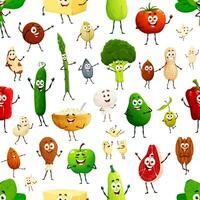 Cartoon keto diet food characters seamless pattern vector