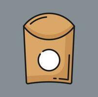 French fries disposable paper box outline icon vector