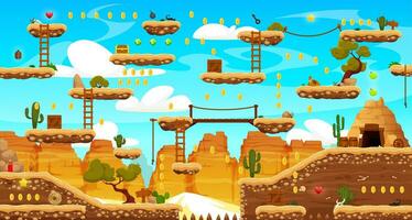 Wild West arcade game level map with platforms vector