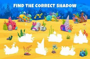 Find correct shadow of fairytale underwater houses vector