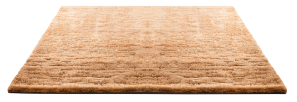 High-quality, plush brown rectangular carpet with a detailed soft texture, perfect for modern home interiors, on transparent background. Cut out home decor. Front view. PNG. AI Generated png