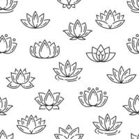 Outline lotus flowers seamless pattern background vector