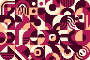 Abstract beige, maroon and purple Bauhaus pattern vector