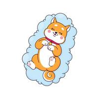 dibujos animados kawaii shiba inu perro mascota linda personaje vector