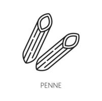 Raw italian penne rigate pasta outline icon vector