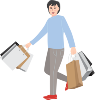 Shopping man holding bag png