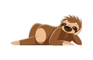 Cartoon sloth character rests with cheek propped vector